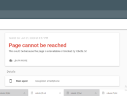 Page Cannot Be Reached blocked by Robots.txt