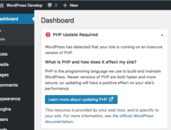 PHP Update Recommended Pada WordPress