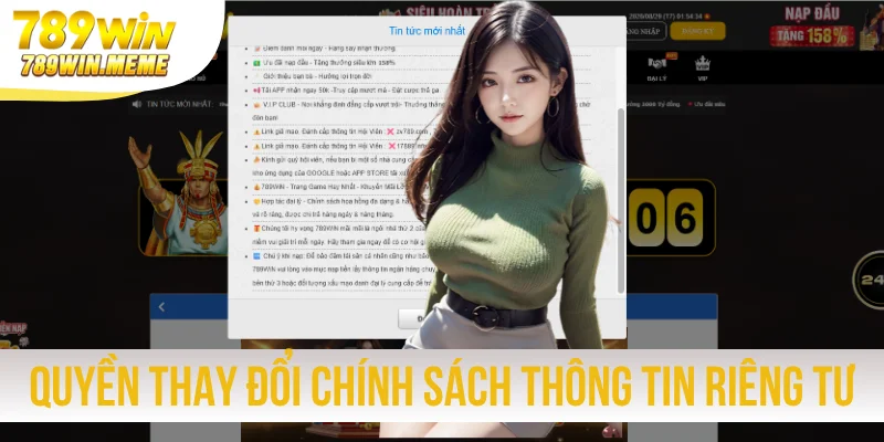Quyền thay đổi chính sách thông tin riêng tư